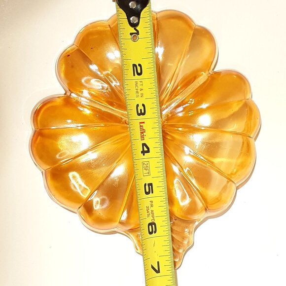 Jeanette Glass 5 Carnival Iridescent Amber Clover Shamrock Candy Dish - Picture 4 of 7